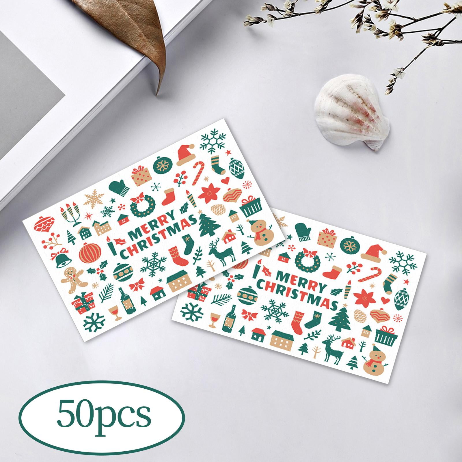 Tongina 5x50Pcs Mini Merry Christmas Cards Greeting Cards Snowman for Birthday Party