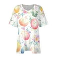 thumbnail image 5 of Hfnxid Women Plus Size Easter Top Floral Bunny Graphic T-Shirts Fashion Loose Fit Short Sleeve Shirt Holiday Beach Vacation Casual Tops Multicolor XXL, 5 of 6