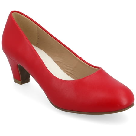 Journee Womens Luu Comfort Insole Wide Width Round Toe Low Block Heel Pumps