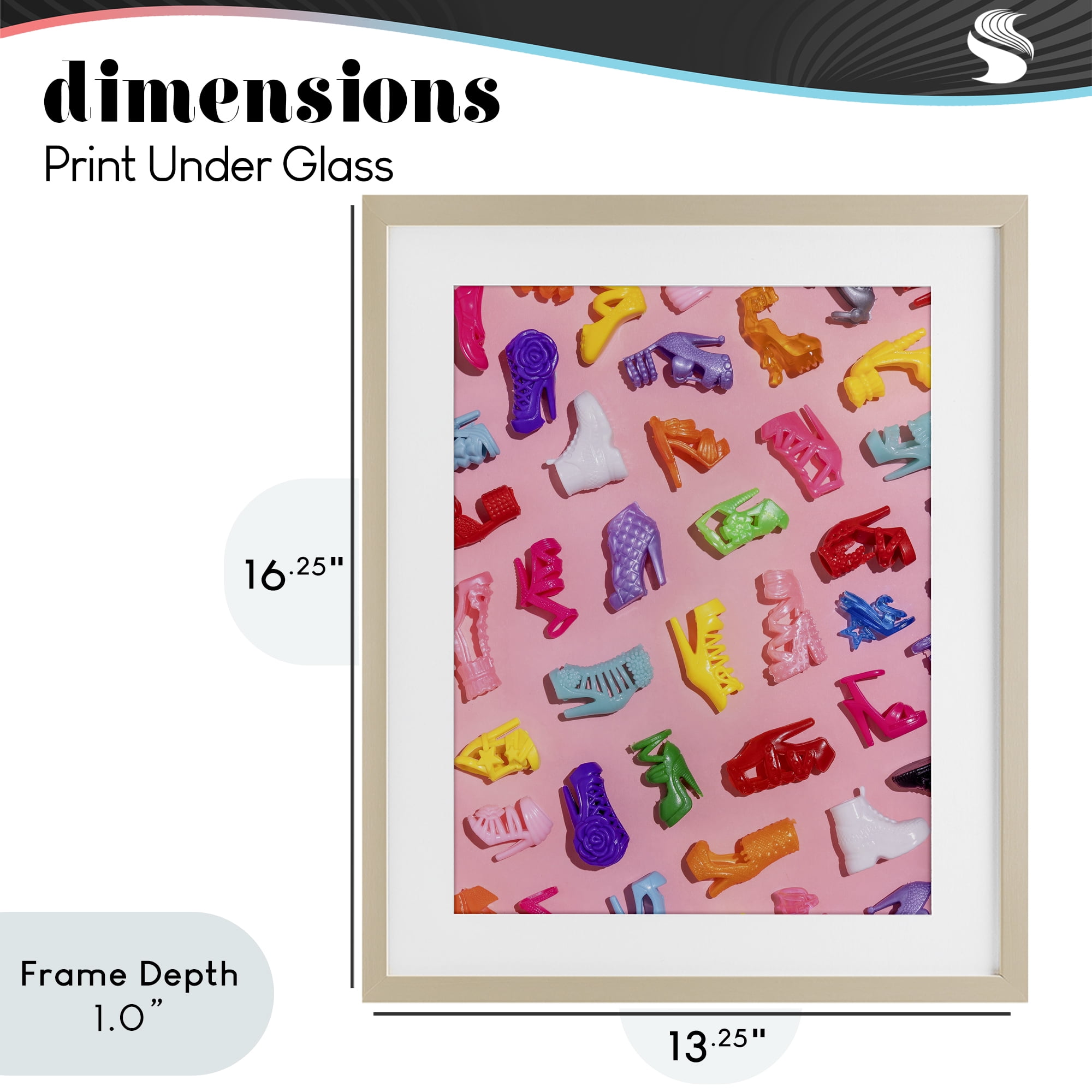 Stupell Industries Tiny Colorful Doll Shoes Birch Framed Print Under Glass, design by LISH Creative