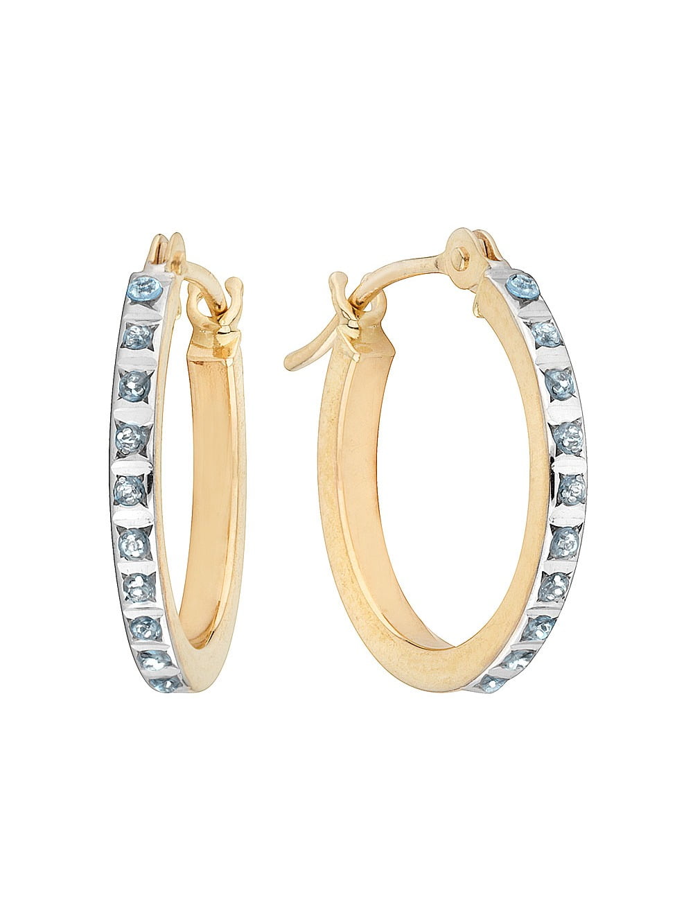 Accent Diamond Small Hinged Hoop Earrings in 14K Yellow Gold (2/3 inch) for Women