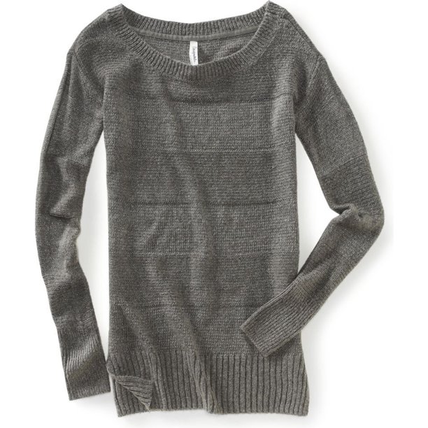 Aeropostale Suéter tipo túnica Shineunic para mujer, gris, mediano