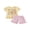Khaki Pink, variant on Toddler Baby Girl Back to School Outfit Baby First Day of School Kindergarten Outfit Baby Girl Summer Clothes Bow School Bus Embroidery Short Sleeve T Shirt Tops and Stripe Shorts Set