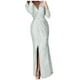 thumbnail image 1 of Vestido de cóctel Prolriy, vestido de mujer, vestidos formales y de noche, manga corta, cuello en V, vestido cruzado para fiesta, vestidos de fiesta para mujer, vestido de Nochevieja 2024, plateado, M, 1 of 2