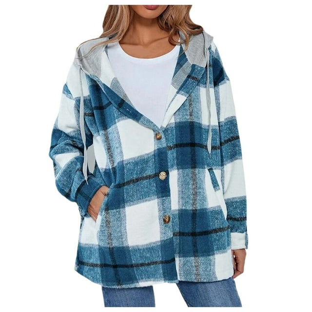 Veste de Pluie Légère pour Femmes, Mode Automne Hiver, Veste à Capuche Surdimensionnée à Carreaux
