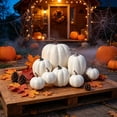 thumbnail image 5 of FEOLGEHLY Halloween Decorations, Mixed Size Artificial Foam Pumpkins Ornament Lot Color Choice Fake Pumpkin Set Seasonals Decor For Fall Harvests Halloween Table Arrangement (White), 5 of 6