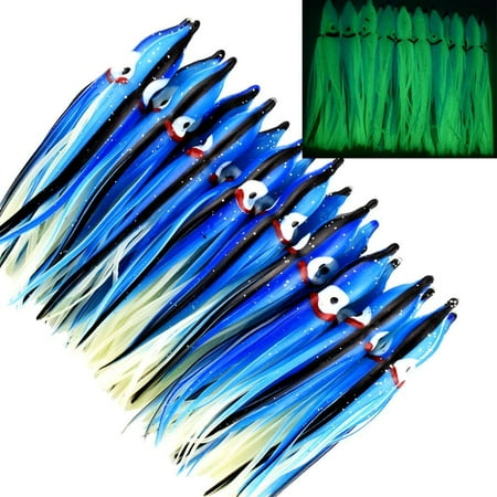 Squid Skirts Fishing Lure Trolling Fishing Lures Soft Octopus Baits for Saltwater Fishing 4.75in/12CM (10pcs)