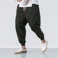 thumbnail image 4 of WIZUTIZ Mens Drop Crotch Harem Pants Wide Leg Baggy Lounge Pants Casual Yoga Loose Fit Streetwear Trousers for Travel, 4 of 5