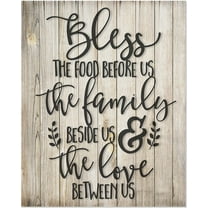 Bless The Food Before Us Rustic Wood Wall Sign 12x15