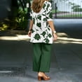 thumbnail image 5 of Pantalones Y Conjunto Superior para las Mujeres Pantalones de Piernas Anchas de Tres Piezas Que Coinciden Longline Duster Jacket Vestido de Cárdigan Floral Marino Sólido, 5 of 5
