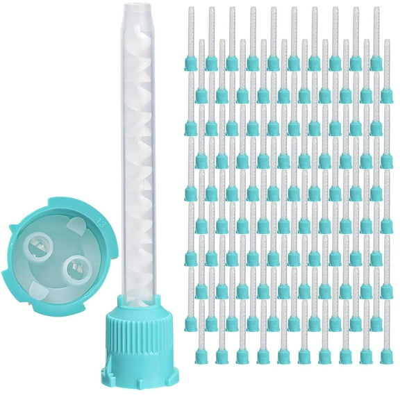 100Pcs Dental Mixing Tips Dental Impression Heavy Body Mixing Tips 1:1 Ratio Green (Flat) 7002