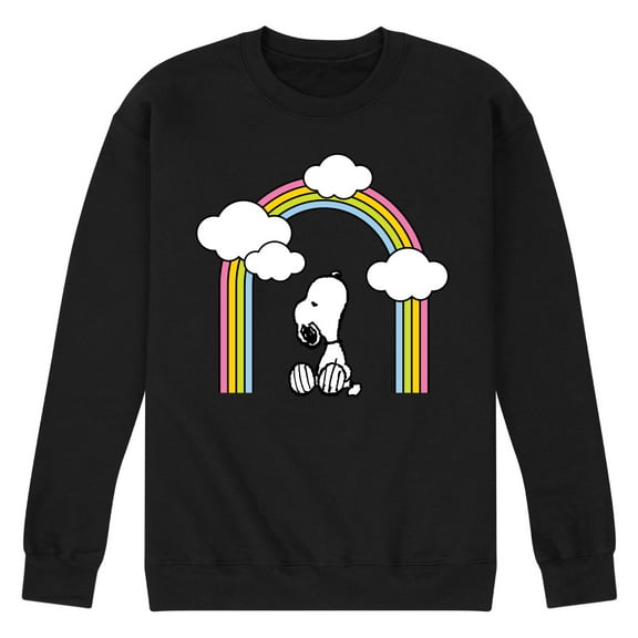 Peanuts - Snoopy Looking Up Rainbow - Men's Crew Neck Fleece Pullover