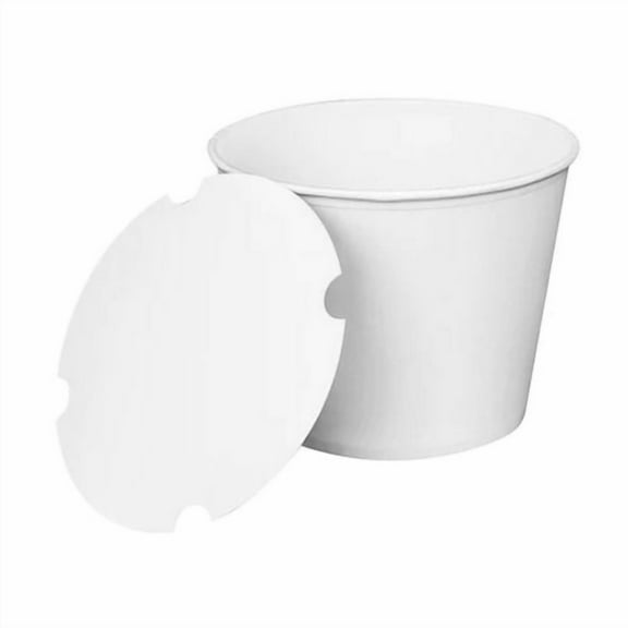 Food Bucket with Lid, 130 oz, 8.46" Diameter x 6.6" h, White, Paper, 150/Carton | Bundle of 2