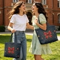 thumbnail image 2 of XYZCANDO Christmas Bow Dark Quilted Shoulder Tote Bag Large Capacity Lightweight Handbag for Women Holiday Shopping Travel Work Daily Use, 2 of 7