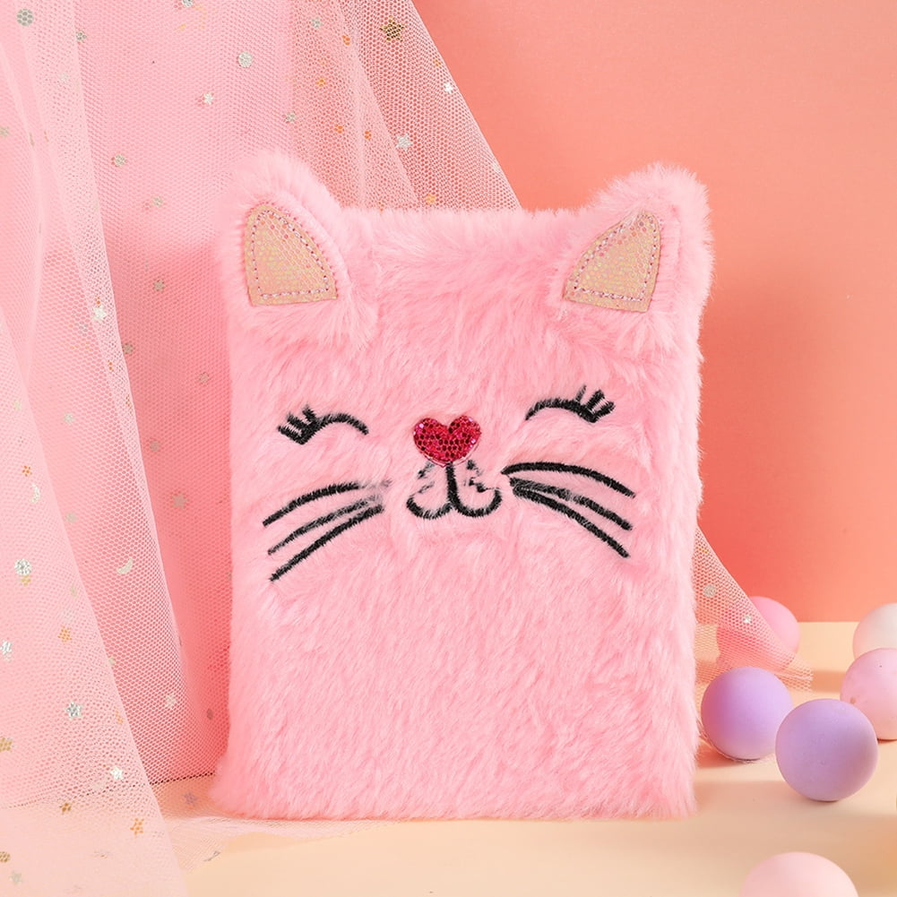 Buy Wholesale China Plush Diary Notebook Cute Fluffy Pink Cat
