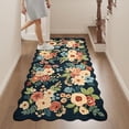 thumbnail image 3 of 2x4 Washable Runner Rugs, Non Slip Floral Print Entryway Rug with Soft Low Pile, Lightweight Mat for Living Room, Bathroom, Bedroom, Kitchen, Navy Blue, 3 of 9