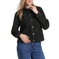 thumbnail image 4 of INSPIRE CHIC Corduroy Jacket for Women Casual Long Sleeve Fall Outerwear Button Down Shacket Jackets S Black, 4 of 6