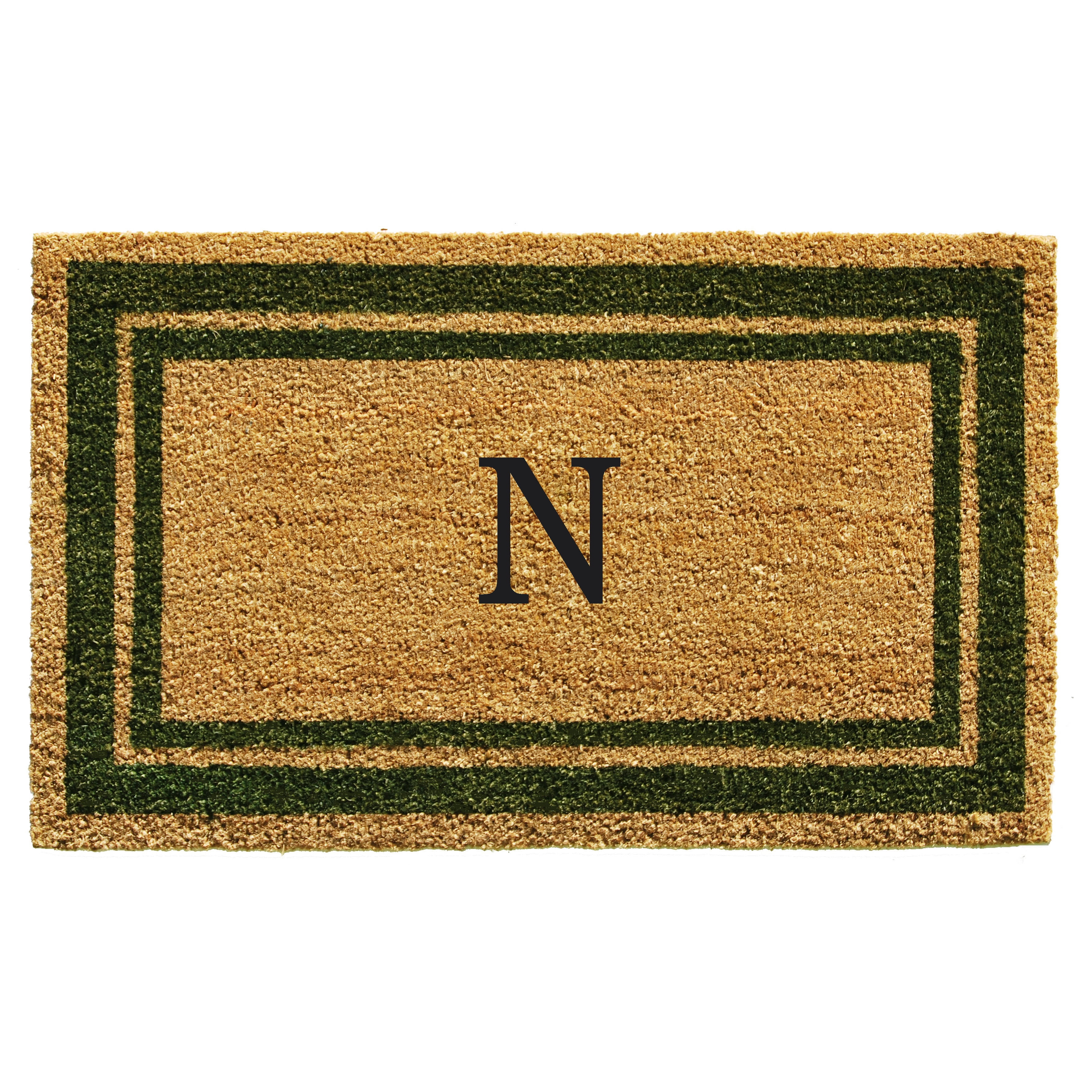 Sage Green Border Monogram Doormat (Letter N)