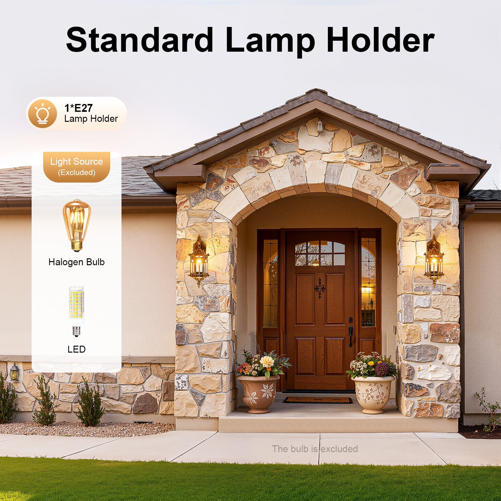 110V Retro Exterior Wall Mount Light Fixture Lantern Sconce Porch Garden Lamp for Indoor and Outdoor