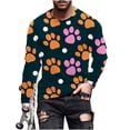 thumbnail image 2 of Yaoyar Men Funny Puppy Paw Print Long Sleeve Round Neck Pullover T-Shirt Top Hiking Workout Athletic T Shirt Long Sleeve Casual Outdoor Tops, 2 of 5