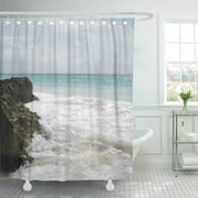 SUTTOM Beach Turquoise Blue Ocean Waves Seascape Sea Surf Rocky Shower Curtain 60x72 inch