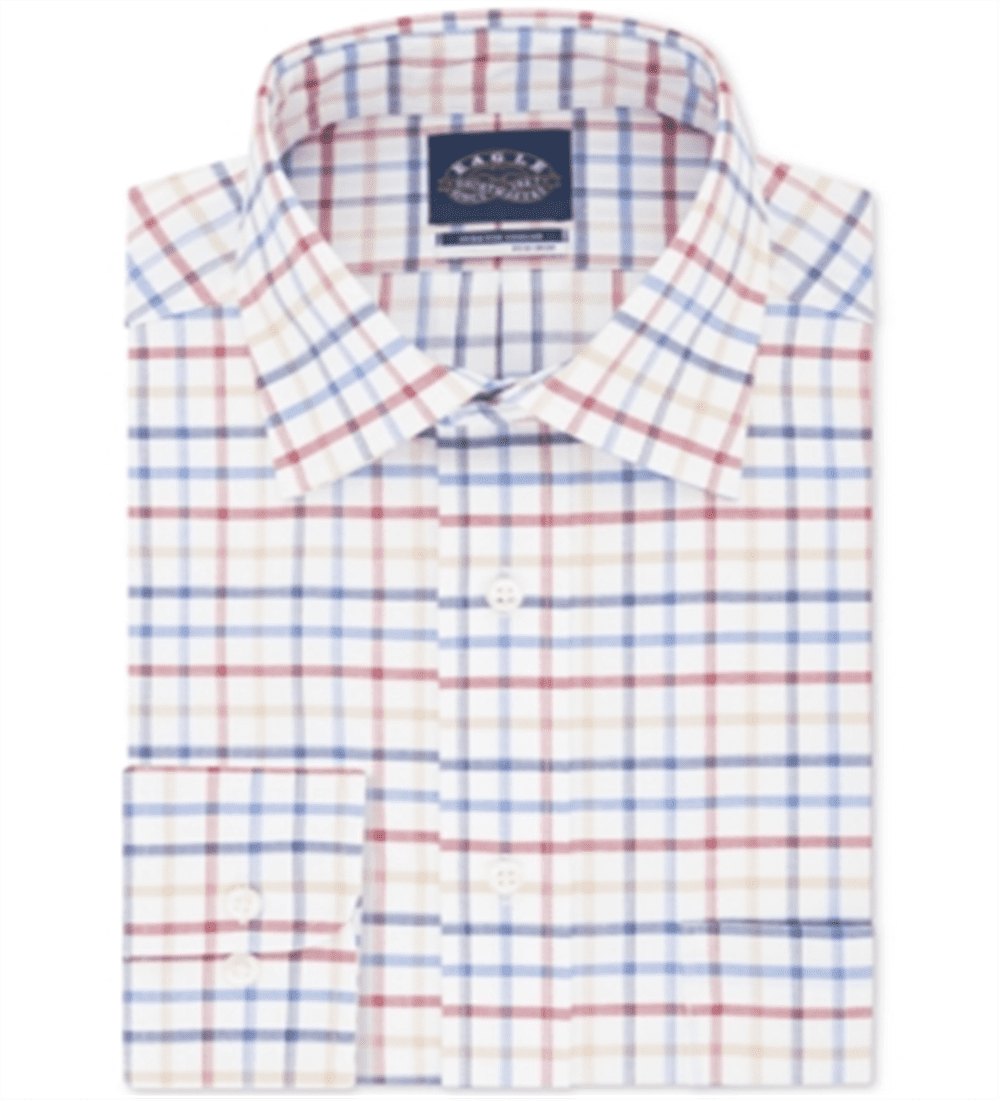 Eagle Men's Stretch Collar Check Dress Shirt White Multi Size 18/5