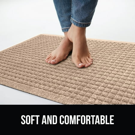 Gorilla Grip Moisture Guard Doormat, Indoor Outdoor Rubber Backed Weather Mat, 35x23, Beige