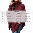 thumbnail image 4 of Women's Cable Knit Poncho Sweater Turtleneck Long Sleeve Loose Fit Casual Pullover Top, 4 of 6