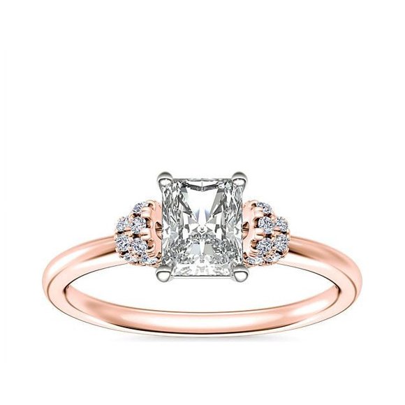 0.65 Ct Brilliant Radiant Cut Natural Diamond Radiant Solitaire Engagement Ring for her Solid 18K Rose Gold Size 5.5