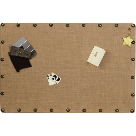 Linon Burlap Nailhead Corkboard, Medium Size, Assembled