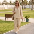 thumbnail image 5 of Linen Two Piece Sets for Women V Neck Zipper Matching Sets Loungewear Fall Travel Outfits Fashion 2026 ,2XL, 5 of 7