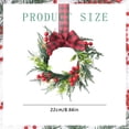 thumbnail image 3 of 8.66 Inch Mini Norfolk Pine Christmas Wreath, Artificial Green Wreath with Red Berries & Ribbon Bow, Farmhouse Hanging Ornament for Cabinet, Window, Front Door Indoor Holiday Decor, 3 of 6