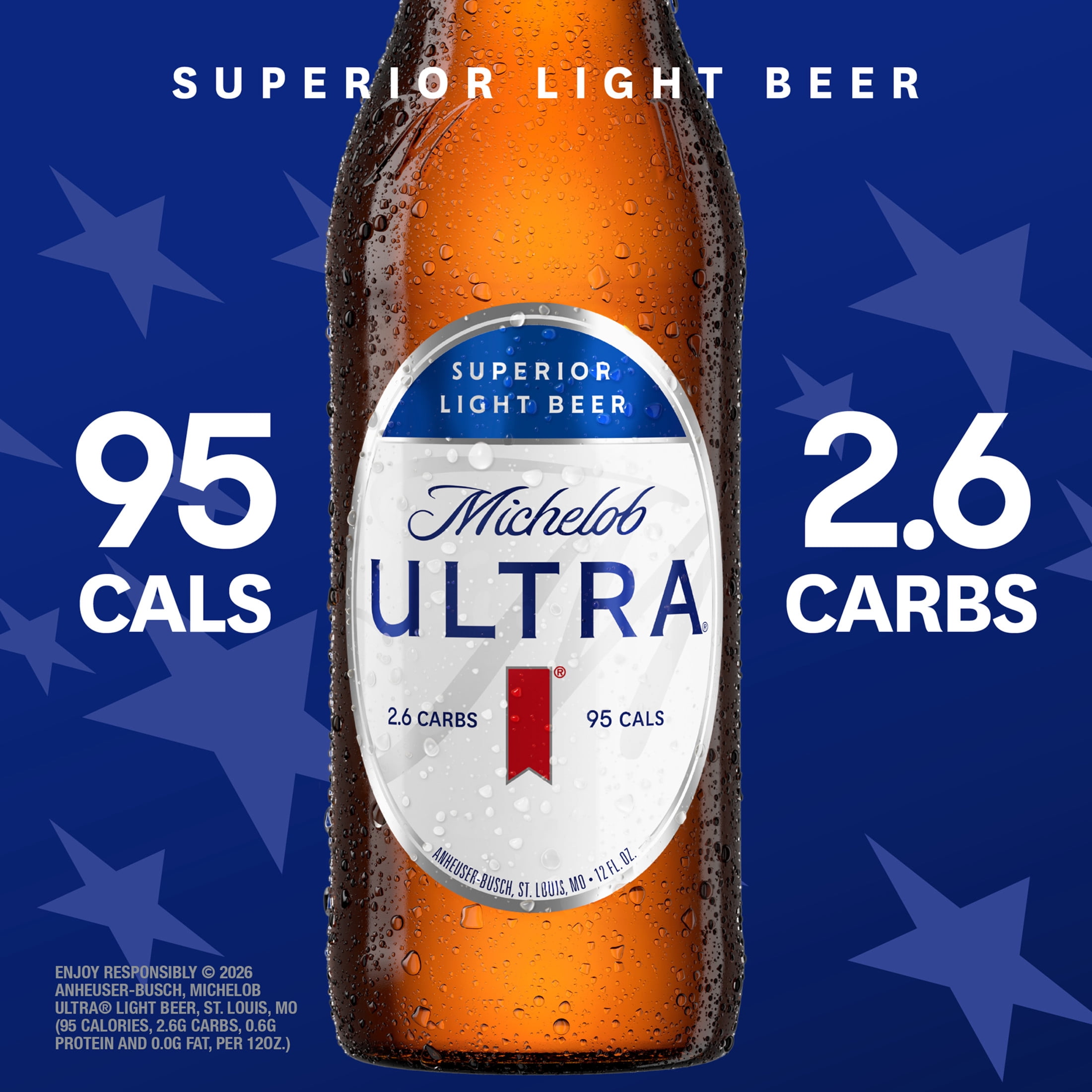 Michelob ULTRA Superior Light American Lager Beer, 6 pack 12 fl oz Glass Bottles 4.2% ABV