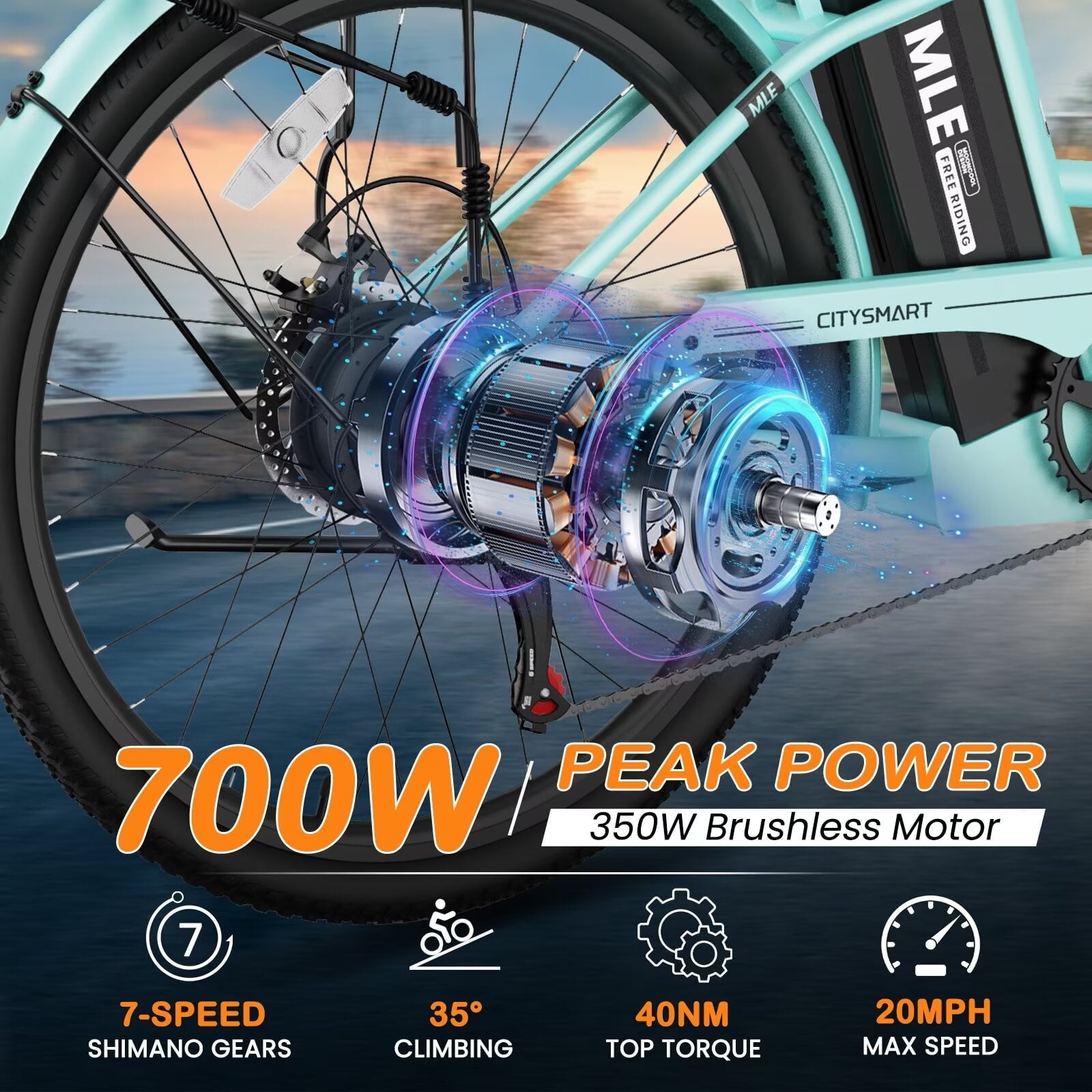 Lilypelle Electric Bike for Unisex Adults,24/26" 7-Speed Step Thru Electric Bicycle ,36V,20MPH