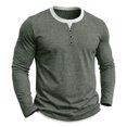 thumbnail image 4 of JTSRKL Mens Stylish Fake Two Piece Tops Crew Neck Button Placket Business Casual Long Sleeve Pullover Breathable Soft Textured Shirts, 4 of 9