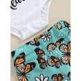 thumbnail image 6 of Bagilaanoe 3pcs Newborn Baby Girl Summer Pants Set Short Sleeve Romper Tops + Flower Print Flare Trousers + Headband 3M 6M 12M 18M Infant Casual Clothes, 6 of 8