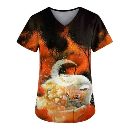 

Steady Women Girls Printing Short Sleeve V-neck Tops