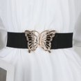 thumbnail image 3 of D-GROEE Women Fashion Elastic Hollow Out Butterflies Decor Belt Stretchy Skinny Waist Belt for Dress Jeans Pants with Metal Gold Buckle, 3 of 8