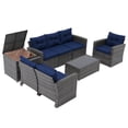 thumbnail image 3 of JOIVI 8 Pieces Patio Furniture Conversation Set, Outdoor Sectional Patio Sofa Set with Storage Box and Coffee Table, for Garden, Porch, Navy Blue, 3 of 10