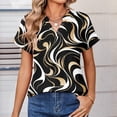 thumbnail image 6 of BOMYJESK Womens Tops Short Sleeve V Neck T Shirts Business Casual Geometric Print Basic Blouses 2026 Spring Fashion Going Out Loose Fit Outfits Black XXL, 6 of 7