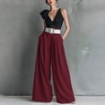 thumbnail image 2 of Women's High Waist Wide Leg Pants Elegant Pleated Work Business Casual Suit Trousers by Yigetop Wine S, 2 of 7
