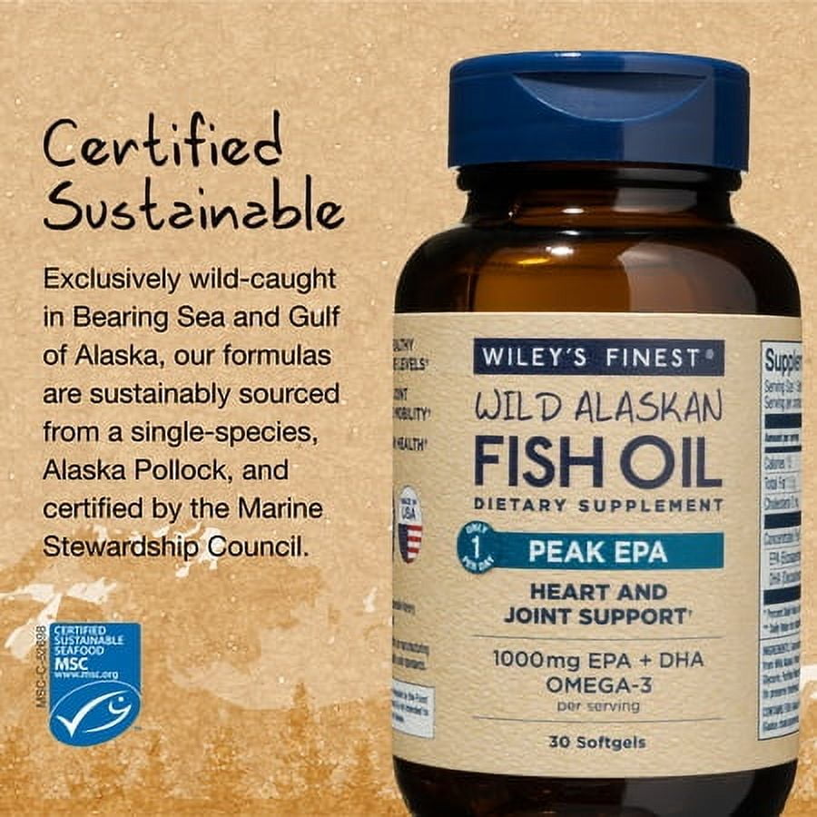 Wiley's Finest Wild Alaskan Fish Oil, Peak EPA, 30 Softgels