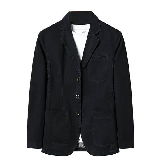 YLSDY Men Blazer Fashion Button Solid Casual Long Sleeve Jacket Suit Stylish Comfortable Cotton Outdoor Office Wear Black M