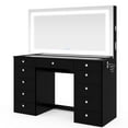thumbnail image 6 of Boahaus Lydia Modern Vanity Desk with Mirror, Speakers, Lights & Charging Station, Black, 6 of 9