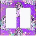 thumbnail image 6 of Metal Light Switch Plate Cover Purple Unicorn Rose Fairy Universe UNI001, 6 of 13