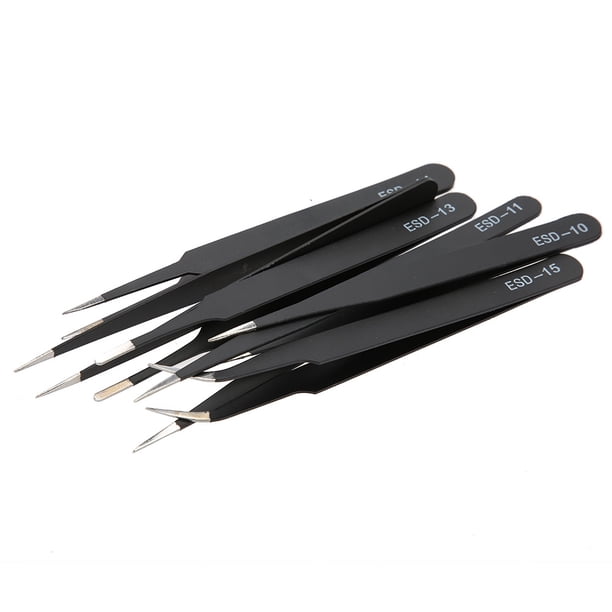 Pinzas 6PCS Pinzas antiestáticas Herramienta de mantenimiento de pinzas de acero inoxidable para depilación de cejas para vello facial y encarnado ANGGREK Otros