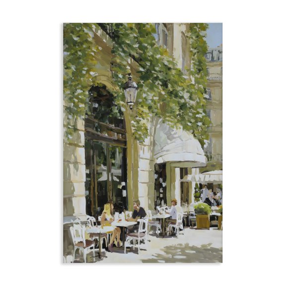 Stupell Industries French Country Sunny Day Cafe Terrace Canvas Art, 16 x 24, by Petals Prints Design