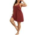 thumbnail image 4 of Agnes Orinda Women's Plus Size Nightgown Spaghetti Strap V Neck Sleeveless Racerback Sleepwear Chemise Nightdress 3X Wine Red, 4 of 6