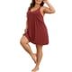 thumbnail image 4 of Noche de mujer plus size Agnes Orinda con tirantes de espagueti, escote en V, sin mangas, espalda de corredor, pijama chemise, vestido de noche 1X color rojo vino, 4 of 6