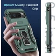thumbnail image 5 of KOMI Case for Google Pixel 9/9 Pro with Slide Camera Cover+Screen Protector(1 Pack), Rotated Ring Kickstand Military Grade Shockproof Protective Cover-Green, 5 of 5